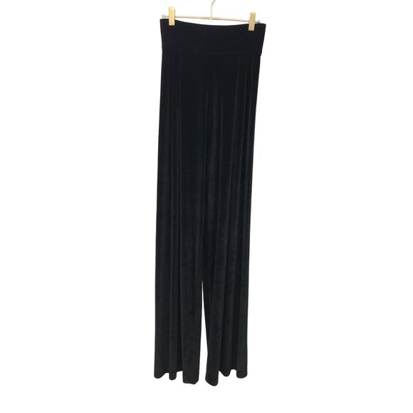 Petersyn Revolve Black Velvet Pleated Wide Leg High Waist Pants Womens 2 - Picture 2 of 9